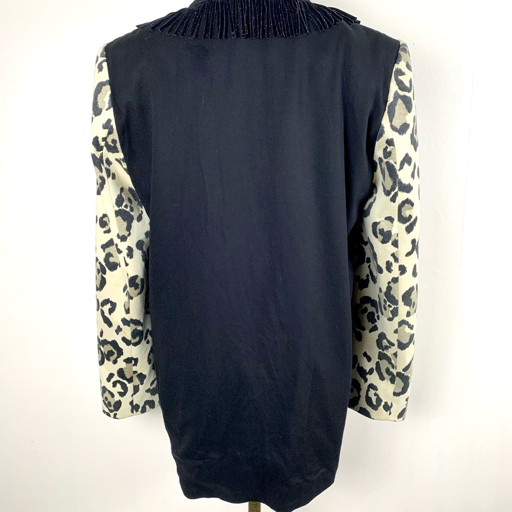 80s Cache Blazer Jacket With Fringe And Animal Pr… - image 3